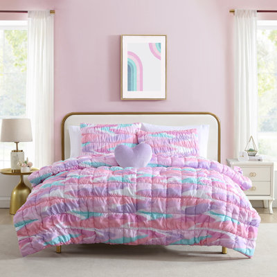 ALEX + BELLA Staci Swirl Pink Soft Embellished Microfiber Comforter Set