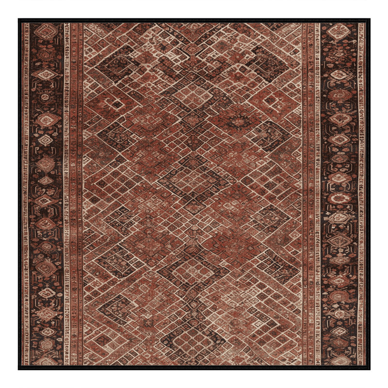 Tapis brun lavable à la machine, Carré 5 pi