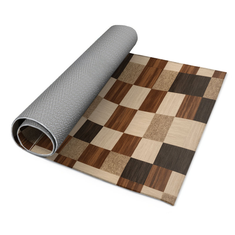 Tapis d'intérieur et d'extérieur à carreaux brun, Rectangle 9 pi x 12 pi
