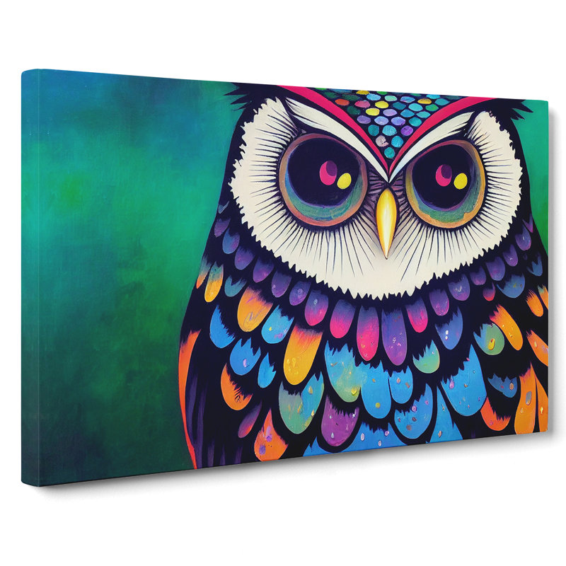 Colourful Owl Art Vol.2 - Wrapped Canvas, 40cm H x 60cm W x 3cm D