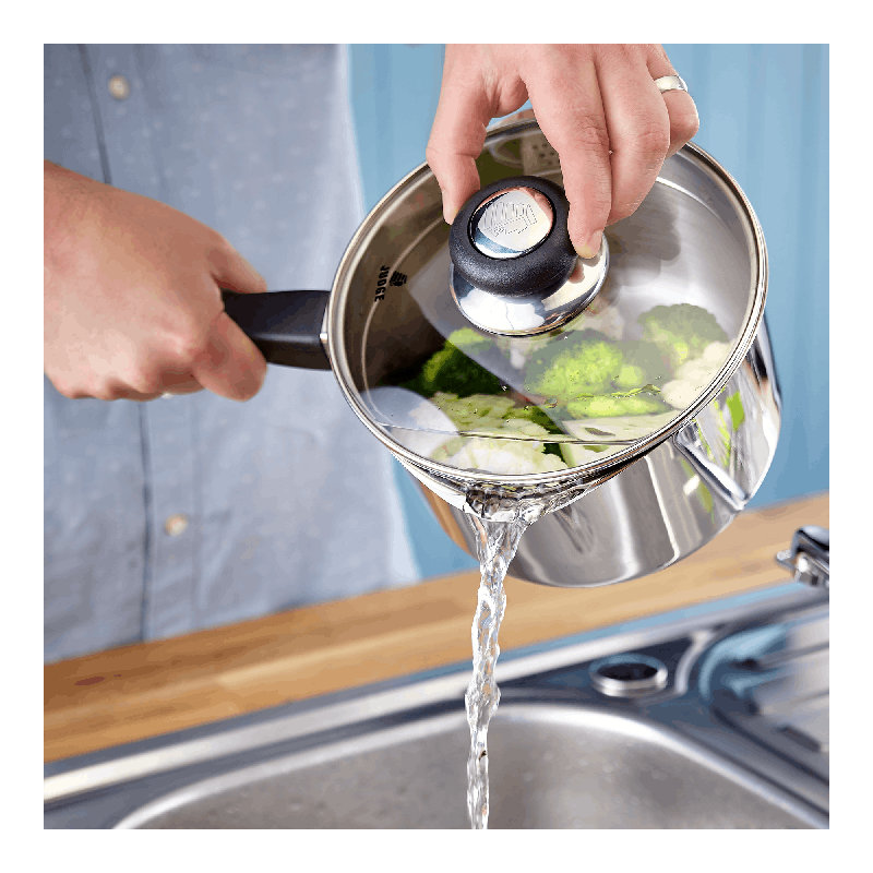 Vista 3 Piece Stainless Steel Draining Saucepan Set