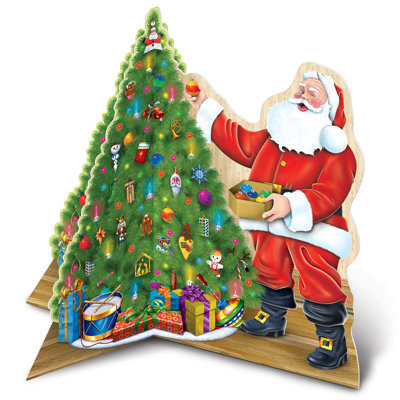 Christmas 3-D Santa with Tree Centerpiece
