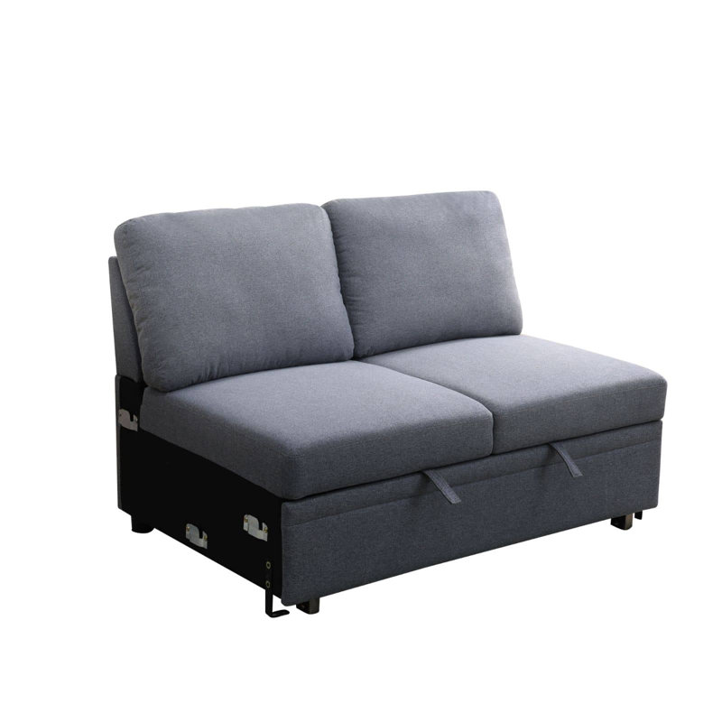 ACG- 83"Dark Grey Sackcloth 4-Piece Living Room Sofa Bed