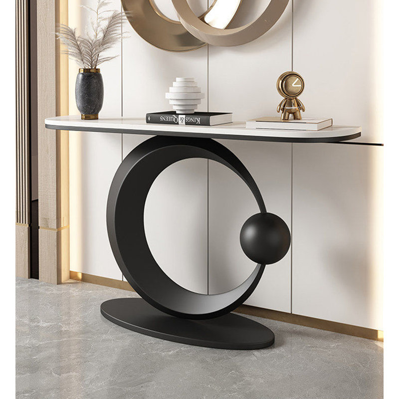 Table de salle à manger Glam, H 31,5 po x l 39,4 po x P 11,8 po, Blanc/Noir, Noir