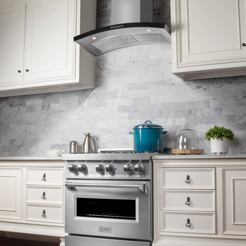 30" KN 400 CFM Convertible Wall Mount Range Hood in Brushed Stainless Steel, 36"
