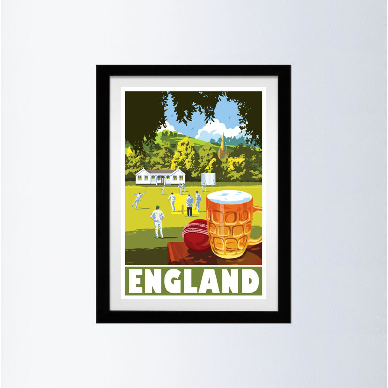 England by Stephen Millership - Print, 54cm H x 44cm W x 2.2cm D, Black
