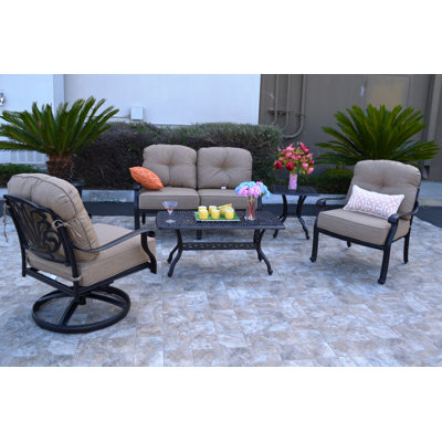 Allene 4 - Person Patio Conversation Set with Cushions