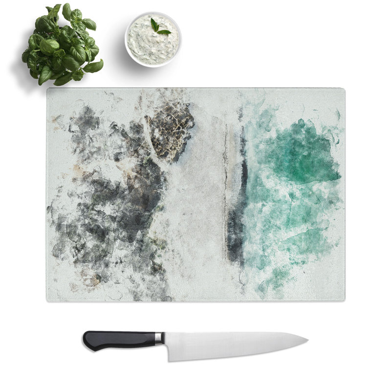 Tempered Glass Beach in Tarifa Spain Watercolour Chopping Board, 28.5 cm x 39 cm