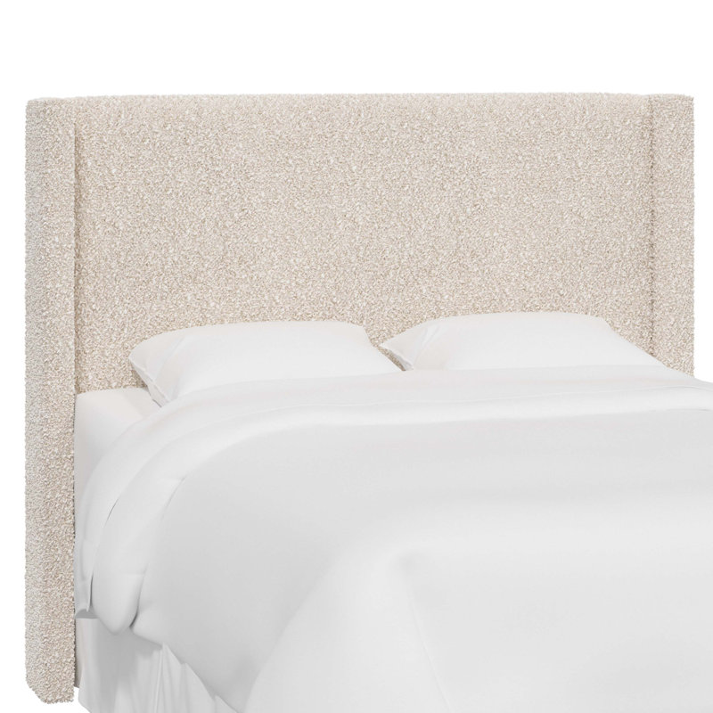 Hudson Upholstered Headboard, King, Polyester Blend Plush Boucle Ivory