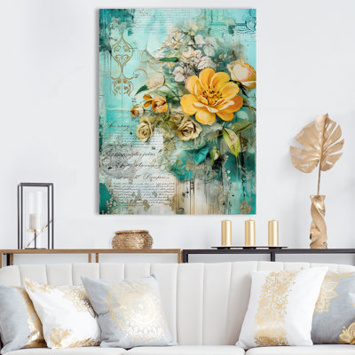 «Blossoming Yellow Rose On», art rétro