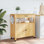 Chariot de cuisine en bois massif vidaXL 33,1 po x 15,7 po x 34,8 po vidaXL