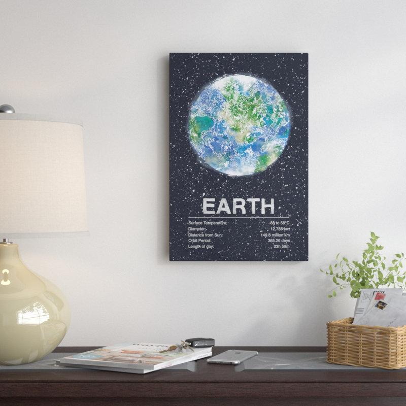 " Earth " by Tracie Andrews, 24" H x 16" W x 1" D, Black Framed Fine Art Paper, White