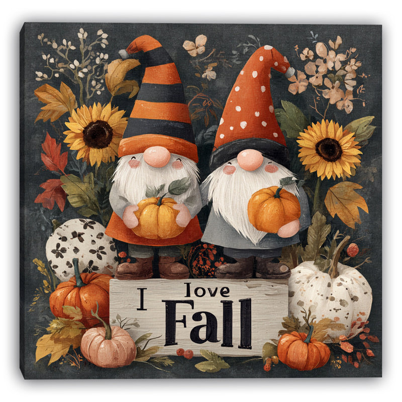 «Whimsical Fall Gnomes», art mural sur toile tendue