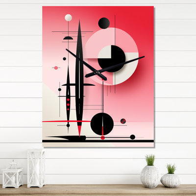 In The Know Circular Geometrics Black And Pink II - Modern Geometric Wall Clock