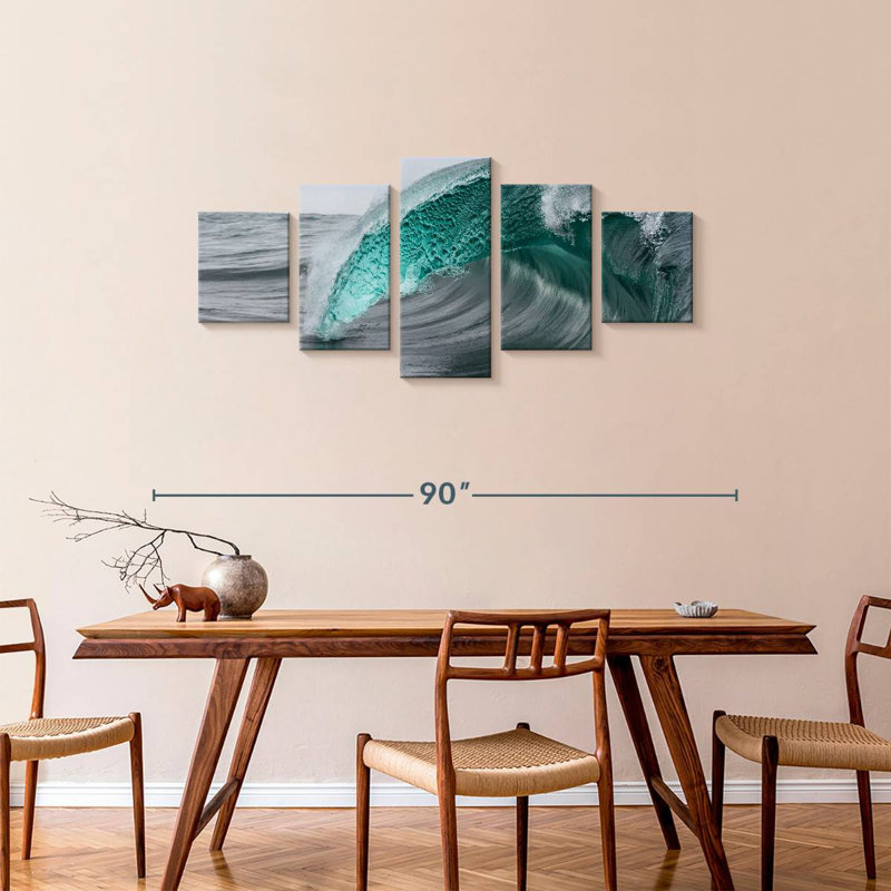 Turquoise Wave Pop, 34" H x 74" W