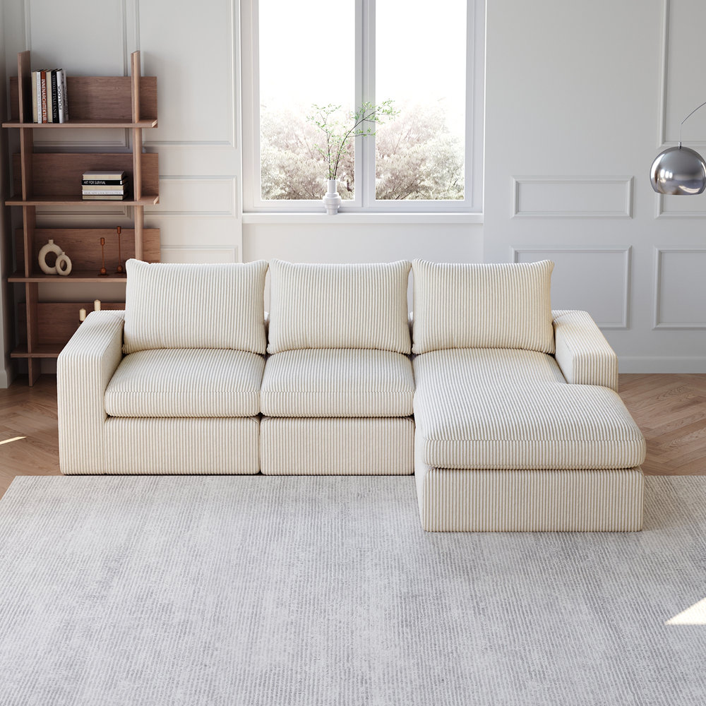 Everly Quinn 99-Inch Corduroy Cloud Sectional Sofa with Chaise | Wayfair