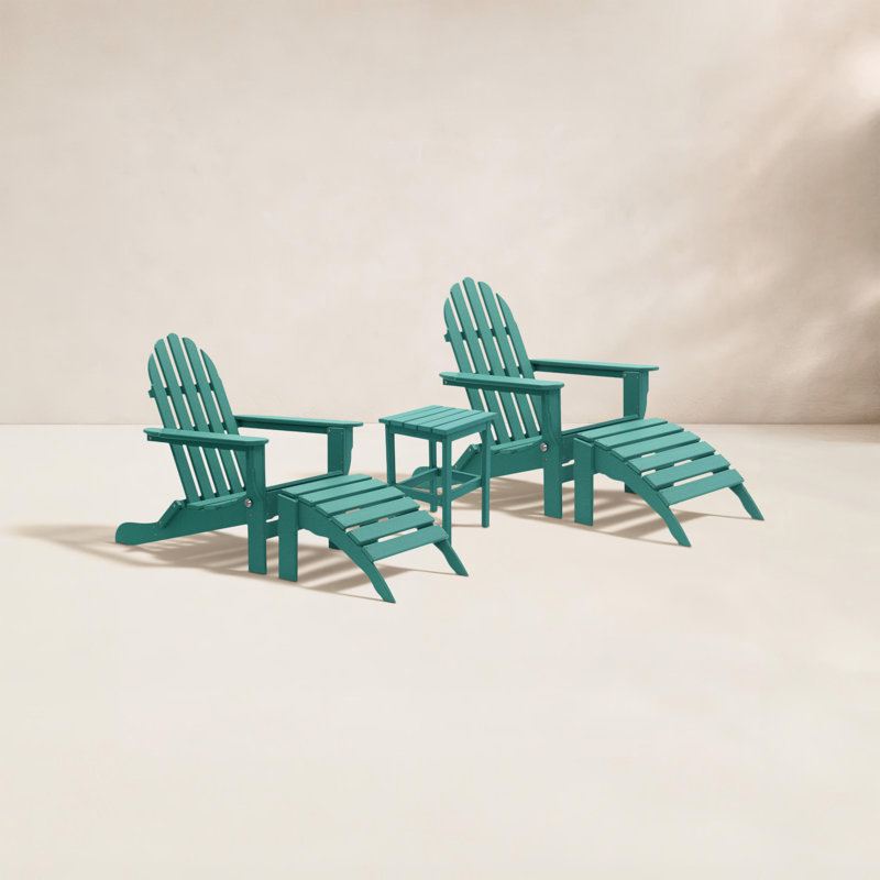 Leighton Foldable Outdoor Adirondack Set, Aruba