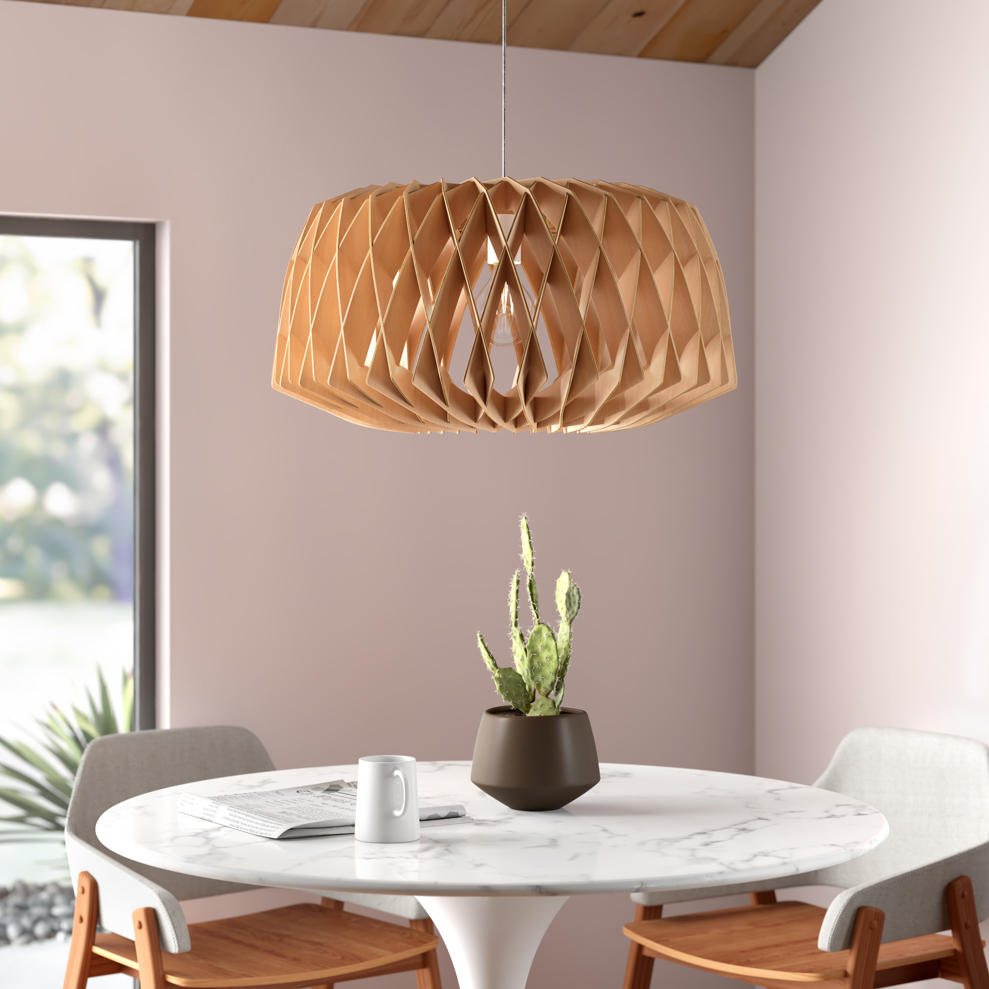 Gwyn Single Light Wood Dimmable Pendant
