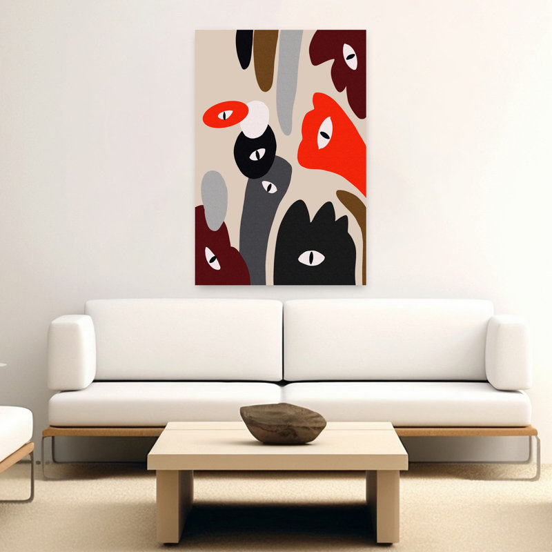 «Curious Abstract Eyes», art mural contemporain contemporain abstrait, H 60 po x l 40 po
