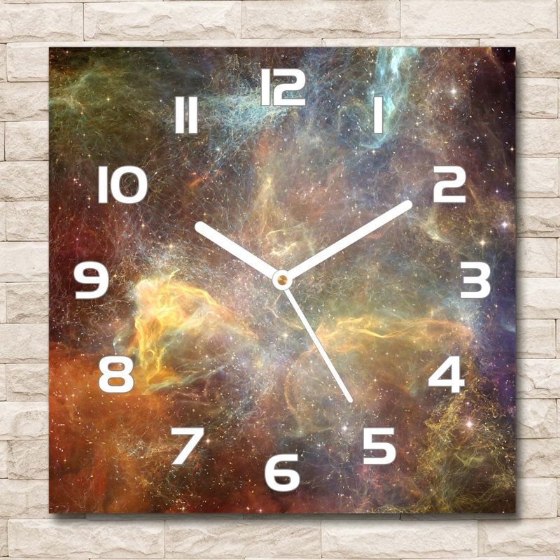 Glass Wall Clock, Brown/Yellow/White