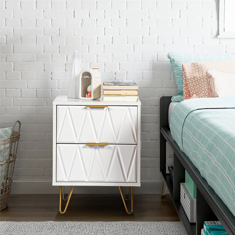 Garlington 21.46'' Tall 2 - Drawer Nightstand Set of 2, White