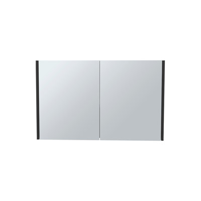 19.7" H X 31.5" W Double Door Mirrored Cabinet For Home Use - Black, Three Interior Shelves Bathroom And Kitchen Medicine W, With Mirror Storage