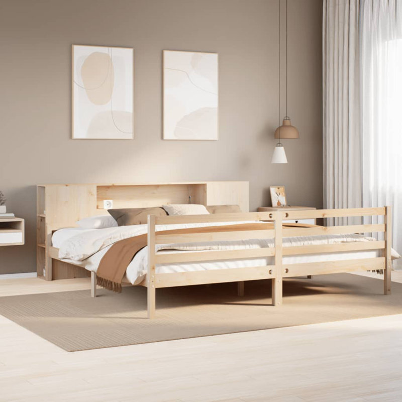 Meansville Solid Wood Bed, Natural, 135 x 190cm