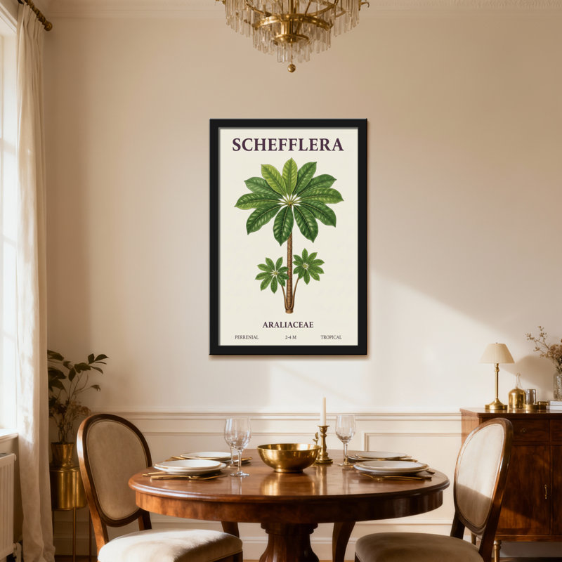 Plantes et fleurs, plante Schefflera, reproduction d'art botanique, H 36 po x l 24 po, Toile tendue, Ne s’applique pas