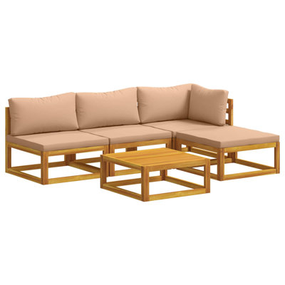 Ensemble de canapés 5 pièces en bois d'acacia massif naturel