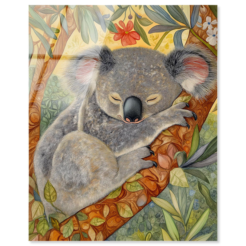 «Dreaming Koala», reproduction d'art acrylique par Art Remedy, H 20 po x l 16 po