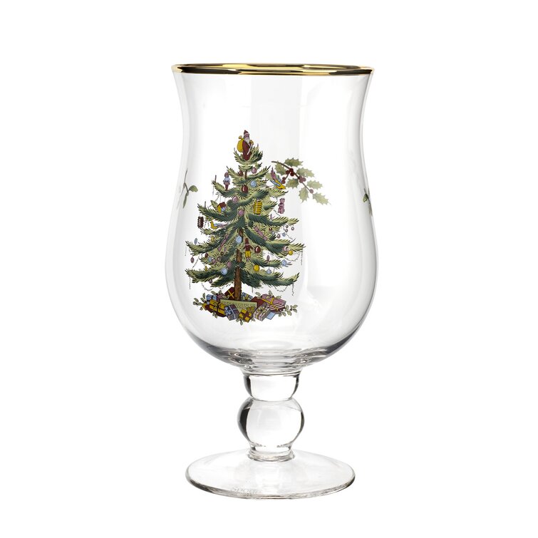 Spode 4-Piece Christmas Tree Glass Pedestal Goblet Set 4339601