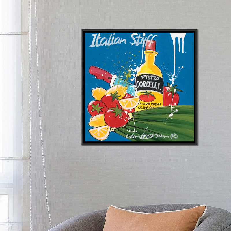 «Italian Stuff» par El van Leersum, impression sur toile, H 18 po x l 18 po x P 1,5 po, Toile encadrée noire, Pas de tapis