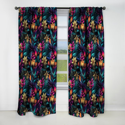 Motif botanique Neon Foliage - Rideau floral - Rideau occultant floral - 1 panneau