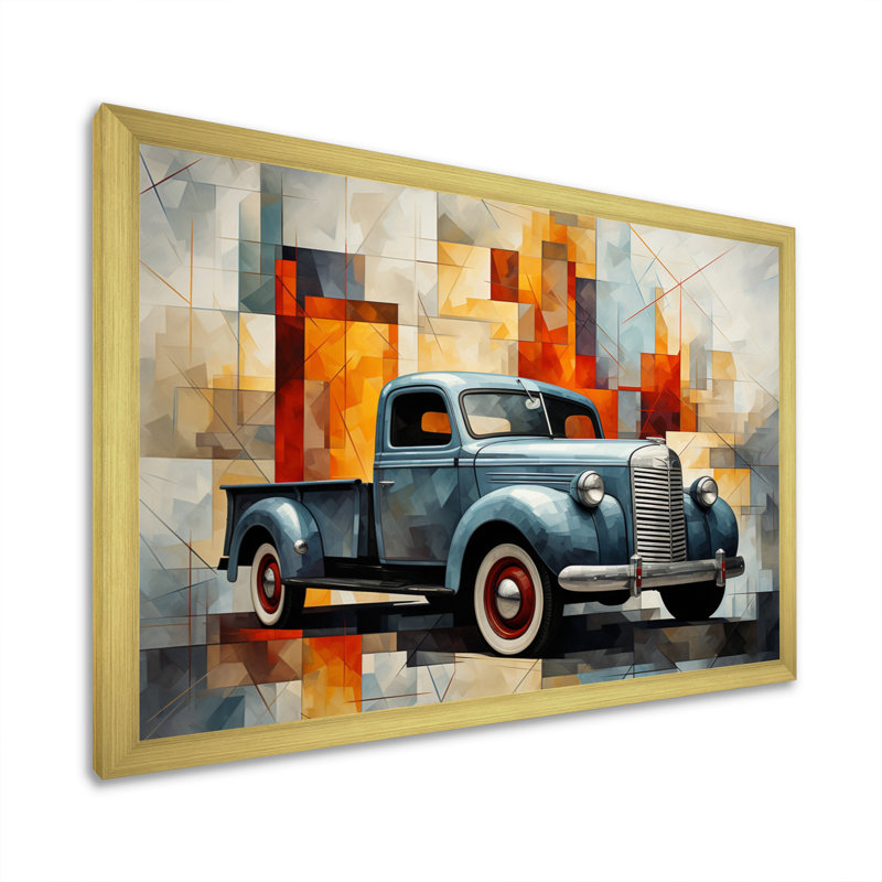 Pickup Truck Geometric Abstraction I - Transportation Canvas Art Print, H 24 po x l 32 po x P 1 po