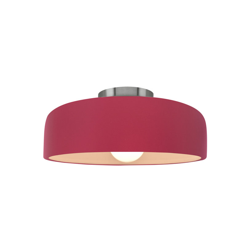 Radiance Ceramic Semi Flush Mount - Replaceable Bulb, Cerise, Brushed Nickel, 6" H x 10" W x 10" D