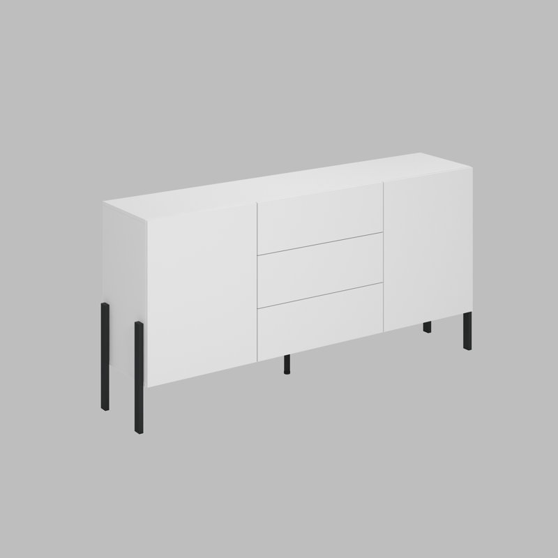 Bejou 184cm W 3 - Drawer Chest of Drawers, White