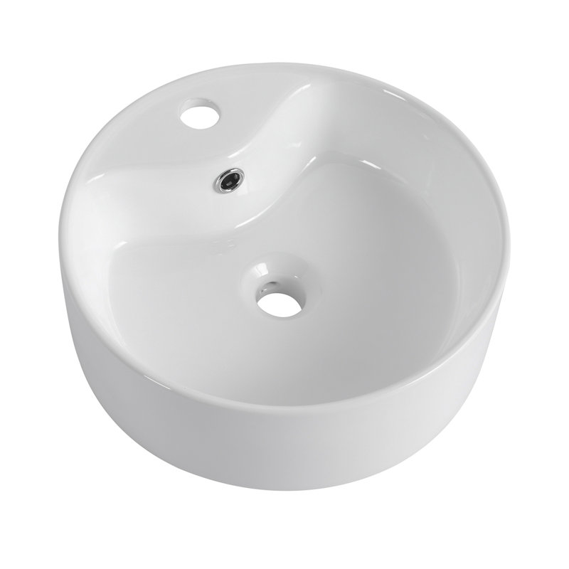 Ceramic Rotundity Above Counter White Bathroom Sink Art Basin (BAB3098MOWH)