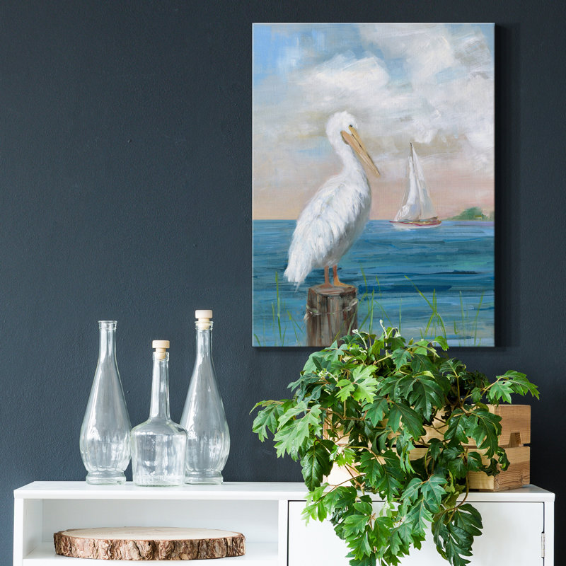 «Pelican View I» par Sally Swatland, reproduction d'art sur toile tendue, H 20 po x l 16 po x P 1 po