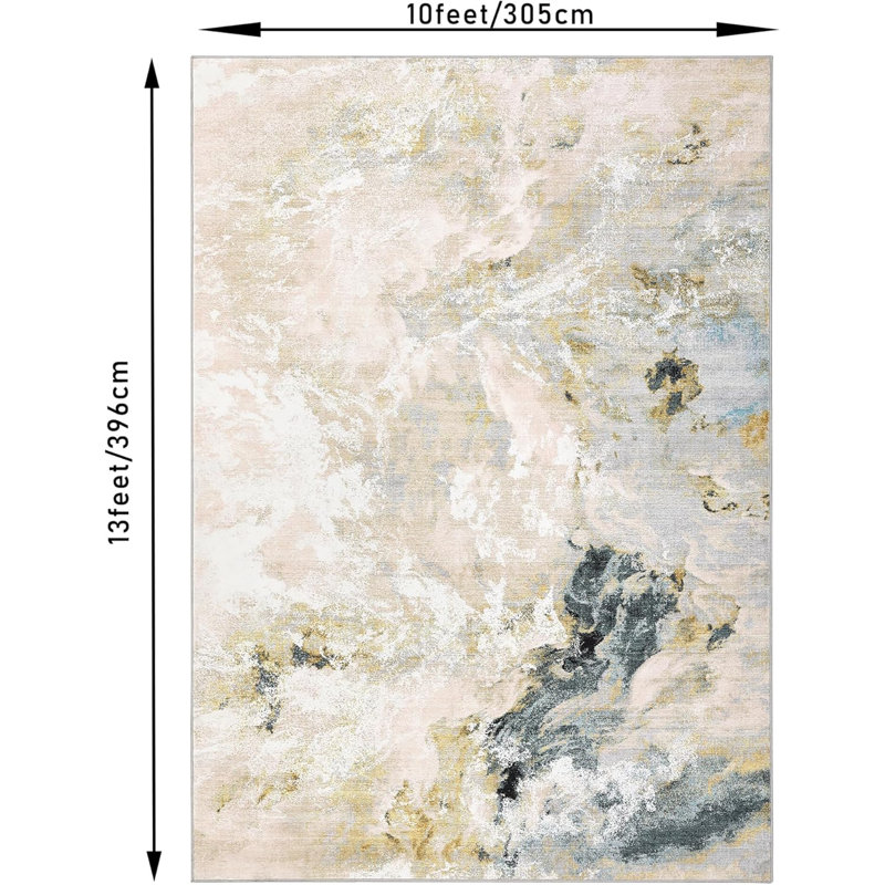 Machine Washable Non-Slip Rubberback  Modern Abstract Geometric Print Carpet Traditional Area Rug for HallwayBedroomLiving Room Gold
