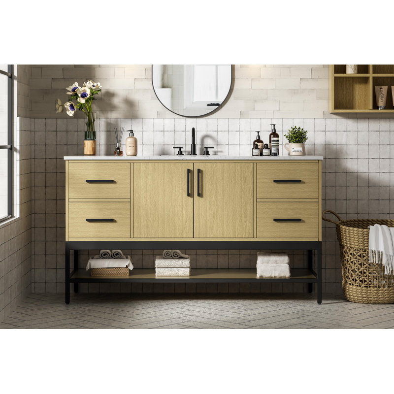 Meuble-lavabo simple 60 po, Brun miel