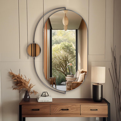 Janik Stainless Steel Double Vanity Mirror- Brushed  Black