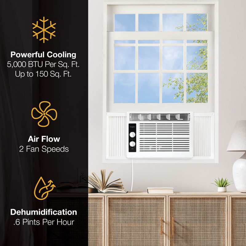 Whirlpool 5,000 BTU 115V Window-Mounted Air Conditioner with Mechanical Controls