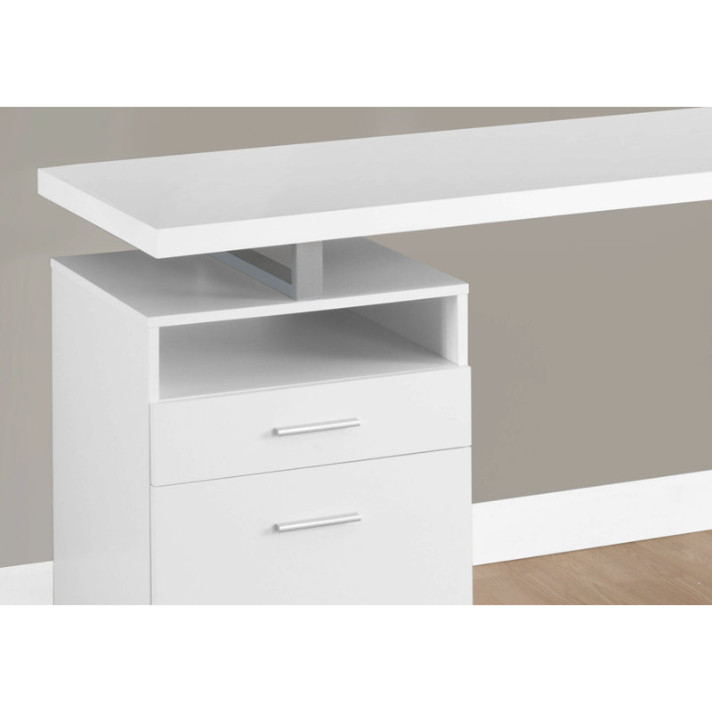 Bureau d'ordinateur, bureau personnel, ordinateur portable, installation à gauche, à droite, tiroirs de rangement, L 60 po, stratifié de travail, métal, contemporain, moderne