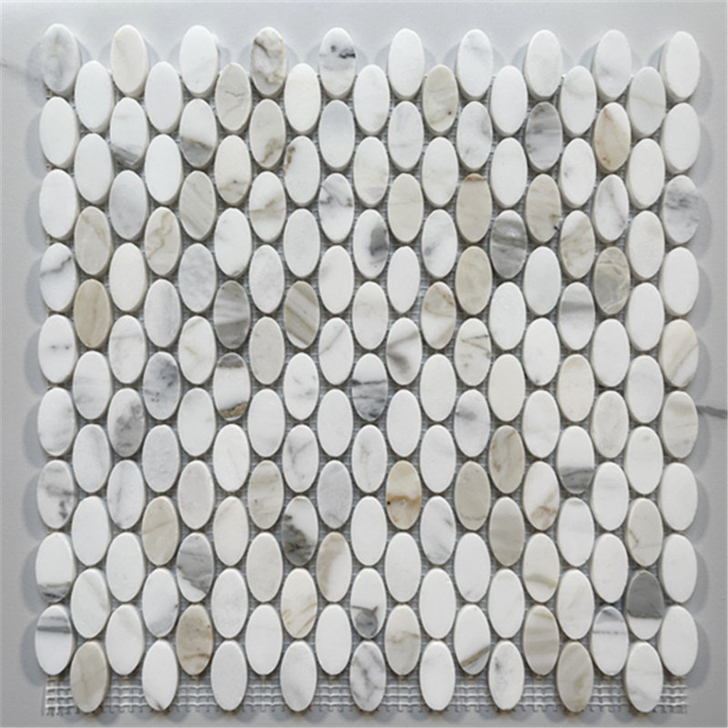 Calacatta 12" x 12" Marble Mosaic Tile, White/Gray
