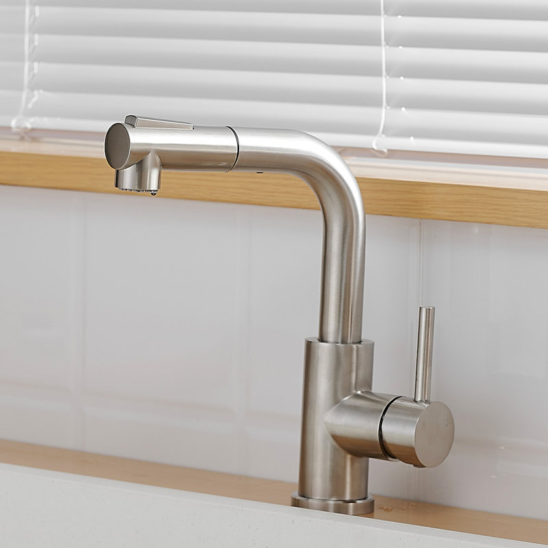 360 Swivel Brushed Nickel Sink Faucet, Pull Down , Modern For Bathroom And Kitchen Single Handle, Classic, Brushed Nickel