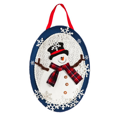 Décoration de porte bonhomme de neige flocon de neige