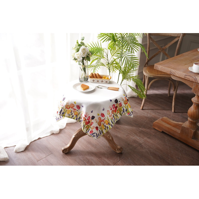 Imprimé floral rétro en lin violet, motif jacquard en polyester, tulipes, carré, 36 po x 36 po, carré, plateau de table décoratif
