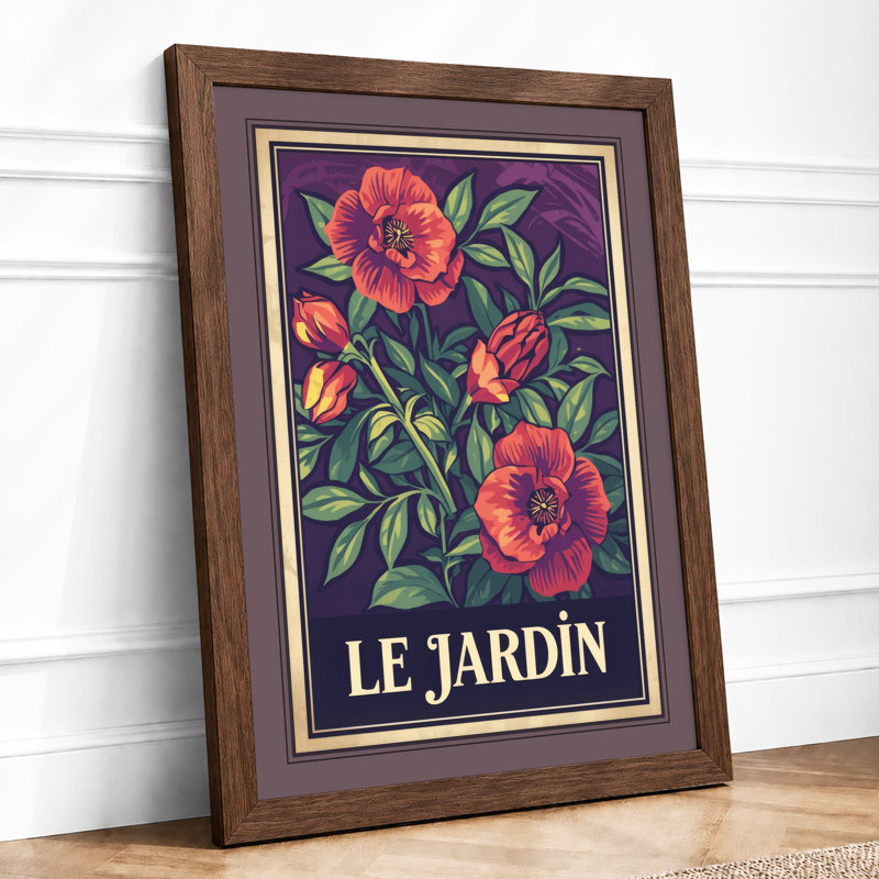 Le Jardin Botanical - Framed Print, A2 - 59.4 x 42.0 cm, Walnut