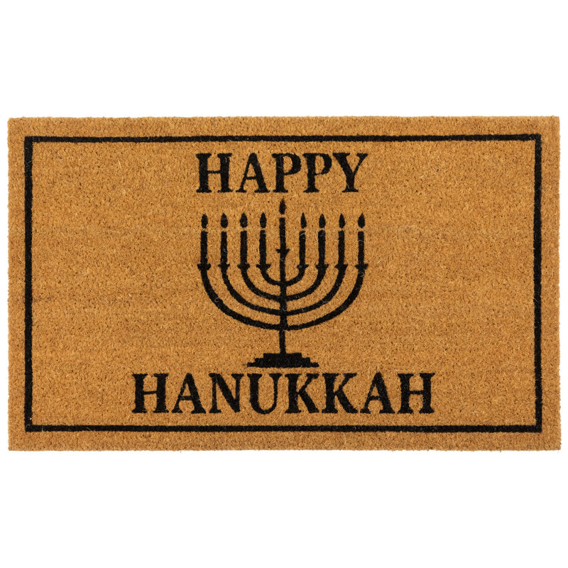 Natural Coir Happy Hanukkah Menorah Outdoor Doormat - 18" X 30"