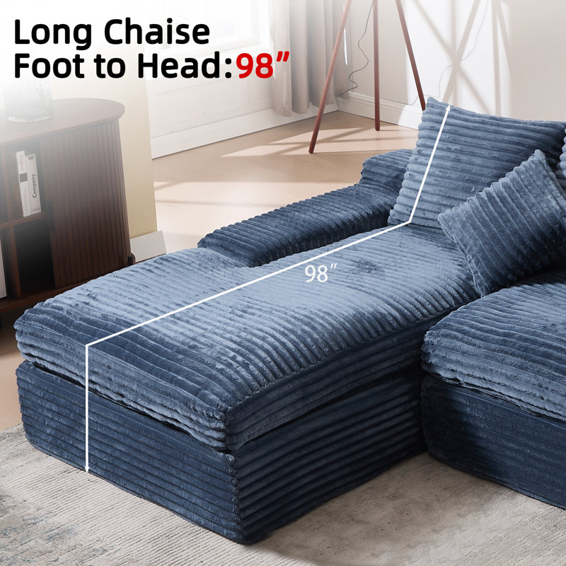 Boneless L-Shaped Modular Sectional Living Room Sofa Set,2 Pc Free Combination & Installation Free, Blue